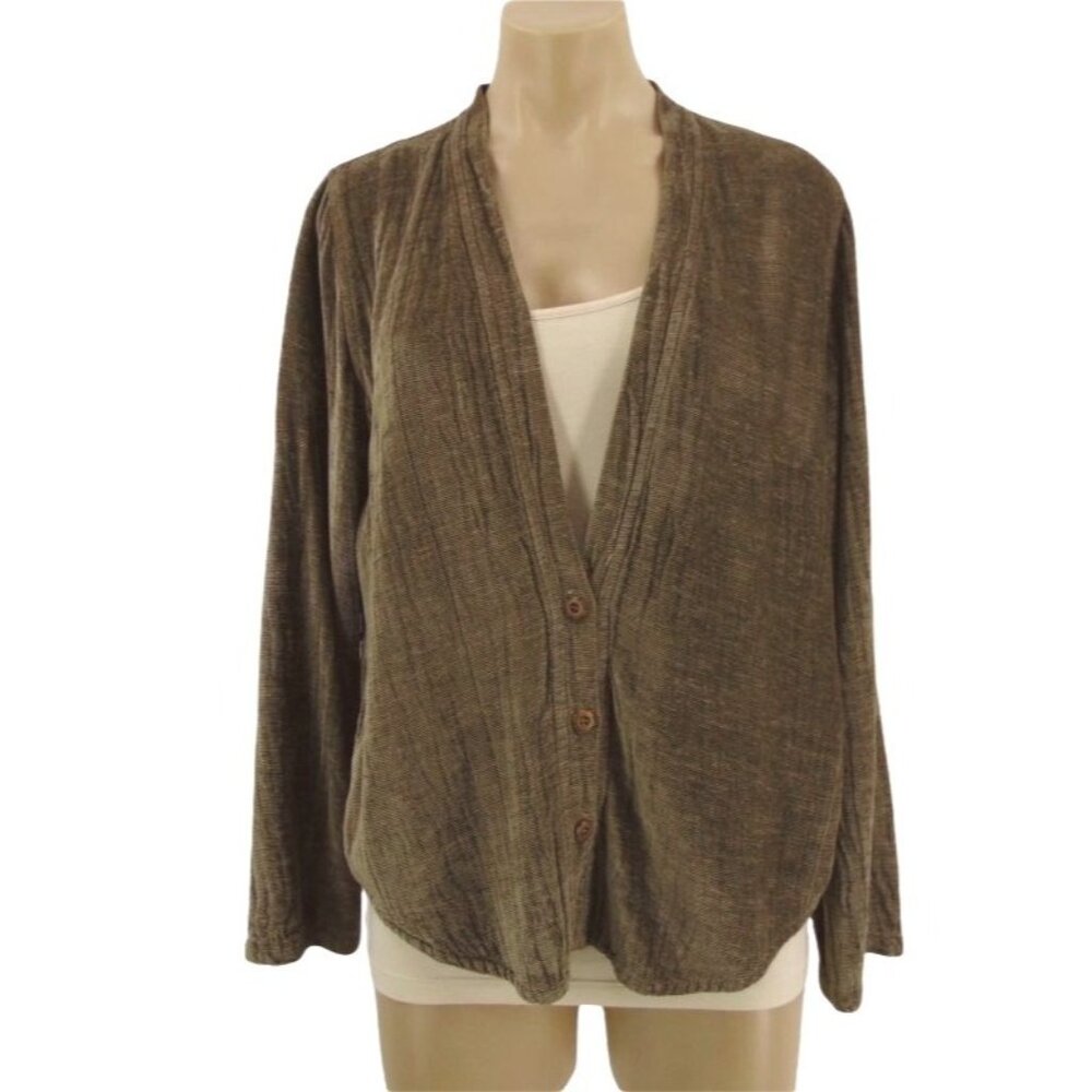Kleen Womens Green Velour V Neck Topper Cardigan S Lagenlook Cropped Oversized